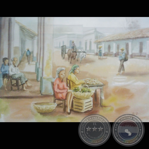 MERCADO, 1996 - Acuarela sobre papel de CARLOS BENÍTEZ